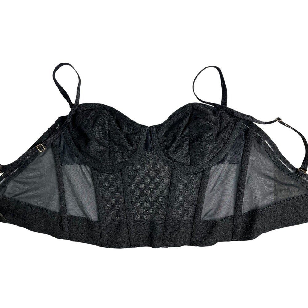 Victoria's Secret Black Very Sexy VS Archives Monogram Corset Bra Top Size 34C - Picture 4 of 13